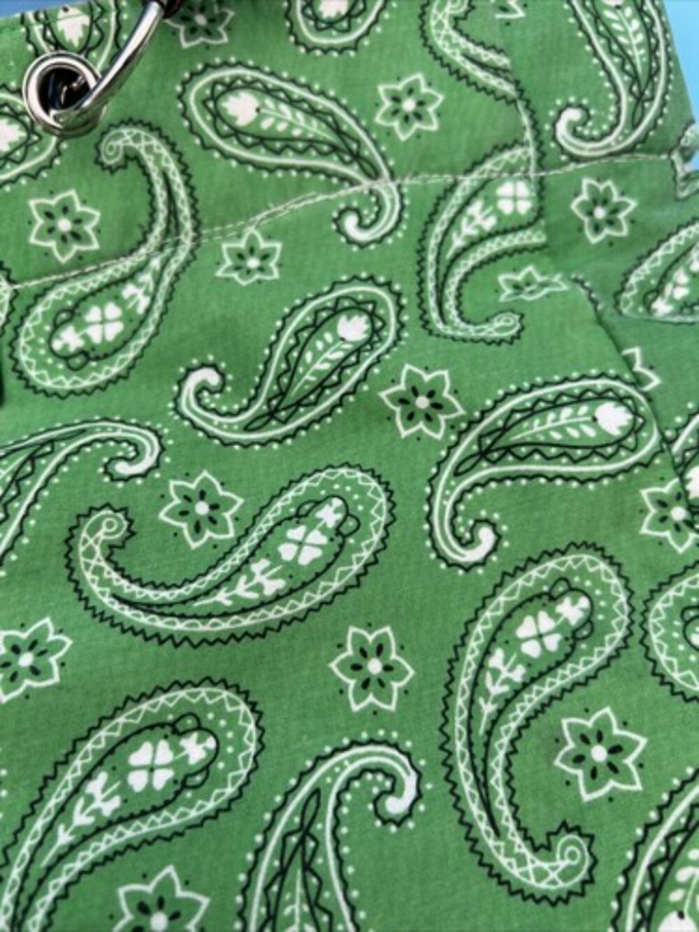 NEIMAN MARCUS GREEN PURSE Paisley Swirl Design Print Large Tote Bag W Handles - Picture 4 of 9